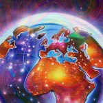 An AI-generated image of a globe that has stopped spinning.