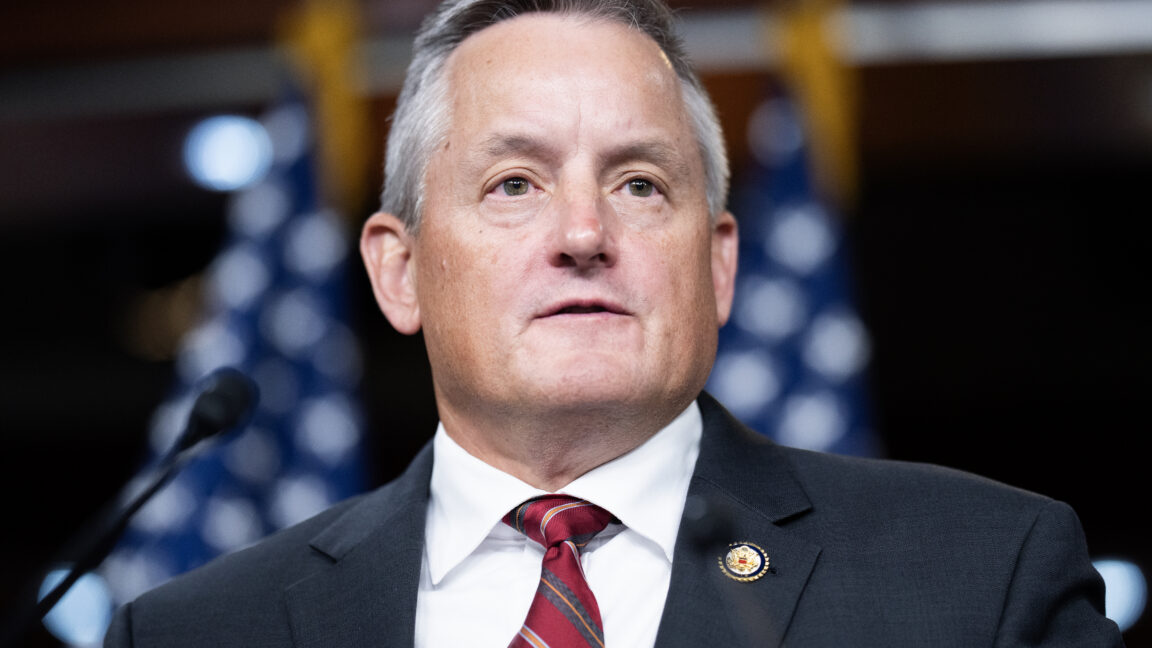 UNITED STATES - OCTOBER 22: Rep. Bruce Westerman, R-Ark., speaks during a news conference in the Capitol Visitor Center on the government shutdown on Wednesday, October 22, 2025. (Tom Williams/CQ-Roll Call, Inc via Getty Images)