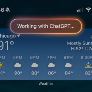 An iOS interface that says "Working with ChatGPT"