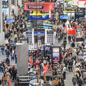 A view of the convention floor at SEMA in 2025